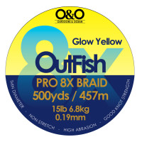 Outfish 8X PRO BRAID 15lb 6.8Kg 500yds Glow Yellow