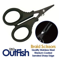 Braid Scissors Stainless Steel Black Titanium Coated Serrated Edge