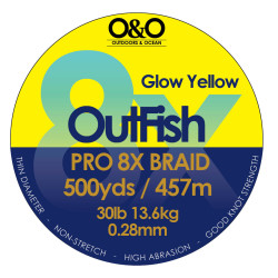 Outfish 8X PRO BRAID 30lb 13.6Kg 500yds Glow Yellow Outfish 8X PRO BRAID 30lb 13.6Kg 500yds Glow Yellow