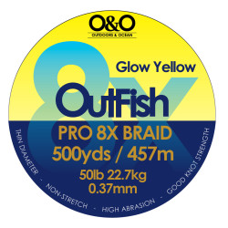 Outfish 8X PRO BRAID 50lb 22.7Kg 500yds Glow Yellow
